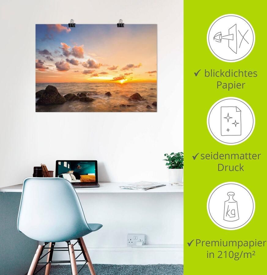 Artland Artprint Zonsondergang als artprint van aluminium artprint voor buiten artprint op linnen poster in verschillende maten. maten - Foto 2