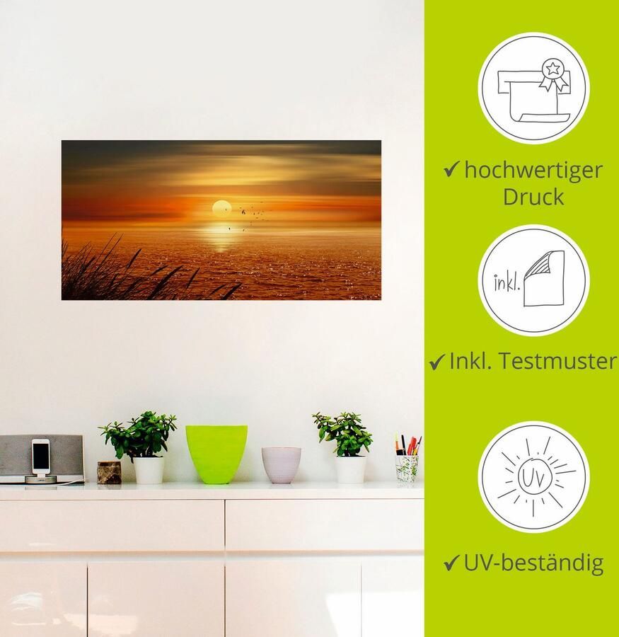 Artland Artprint Zonsondergang boven de zee als artprint op linnen poster muursticker in verschillende maten - Foto 3