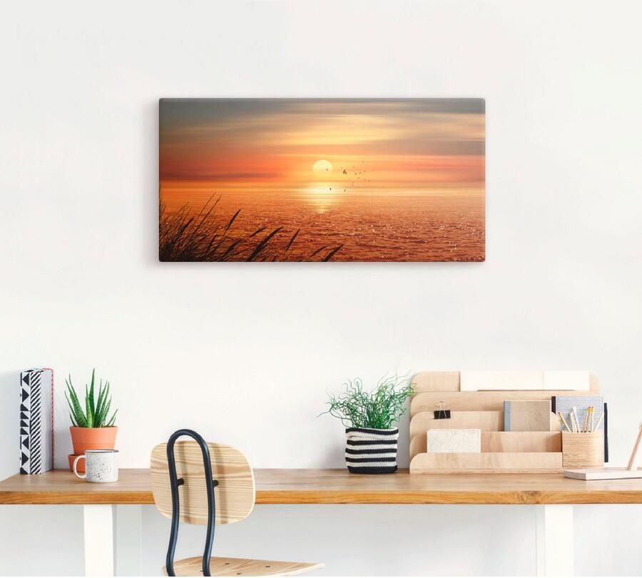 Artland Artprint Zonsondergang boven de zee als artprint op linnen poster muursticker in verschillende maten - Foto 4