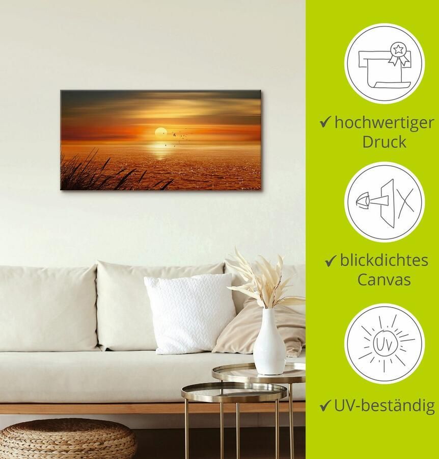 Artland Artprint Zonsondergang boven de zee als artprint op linnen poster muursticker in verschillende maten - Foto 3