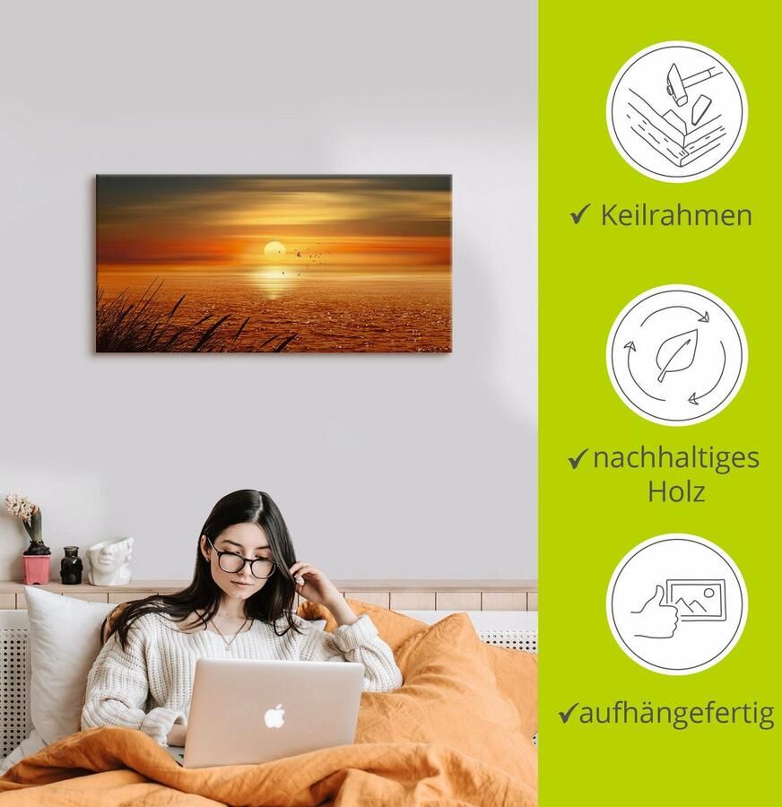 Artland Artprint Zonsondergang boven de zee als artprint op linnen poster muursticker in verschillende maten - Foto 2