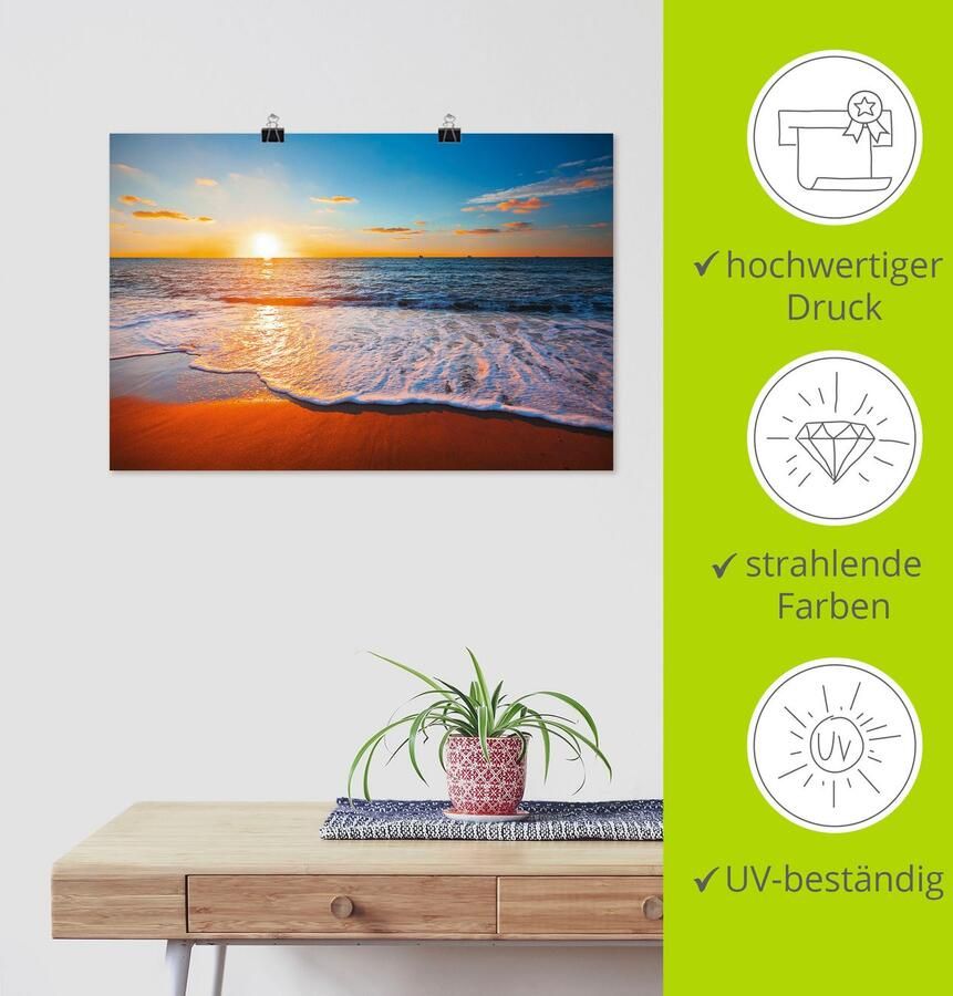 Artland Artprint Zonsondergang en de zee als artprint van aluminium artprint voor buiten artprint op linnen poster in verschillende maten. maten - Foto 3