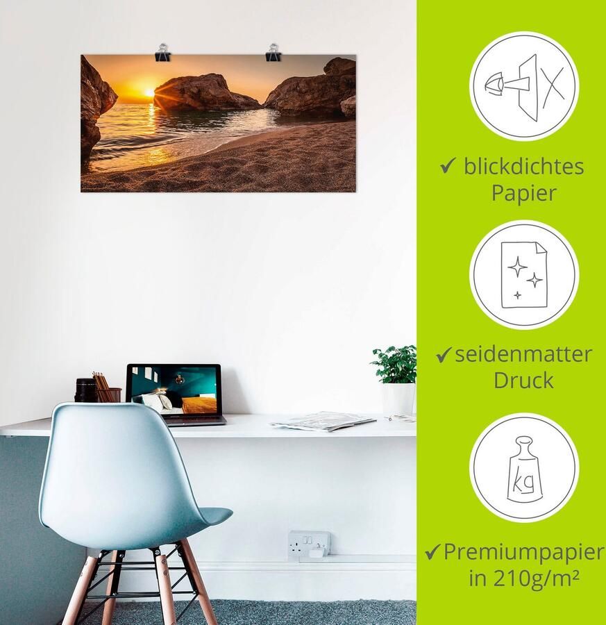 Artland Artprint Zonsondergang en strand als artprint van aluminium artprint voor buiten artprint op linnen poster muursticker - Foto 2