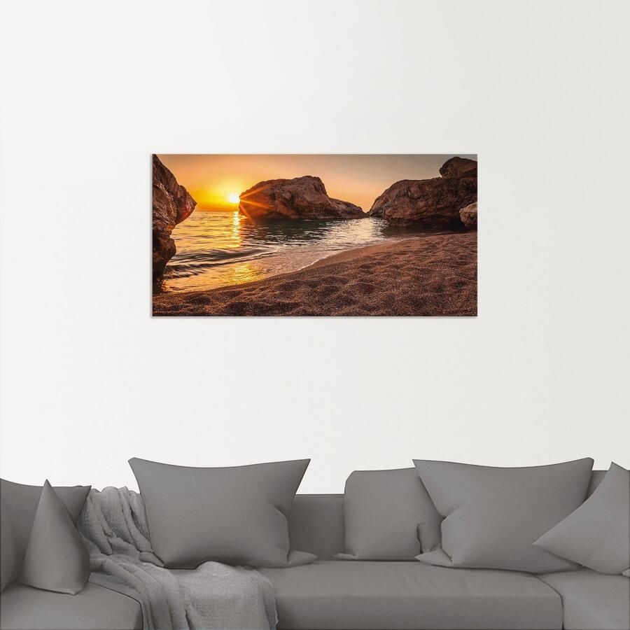 Artland Artprint Zonsondergang en strand als artprint van aluminium artprint voor buiten artprint op linnen poster muursticker