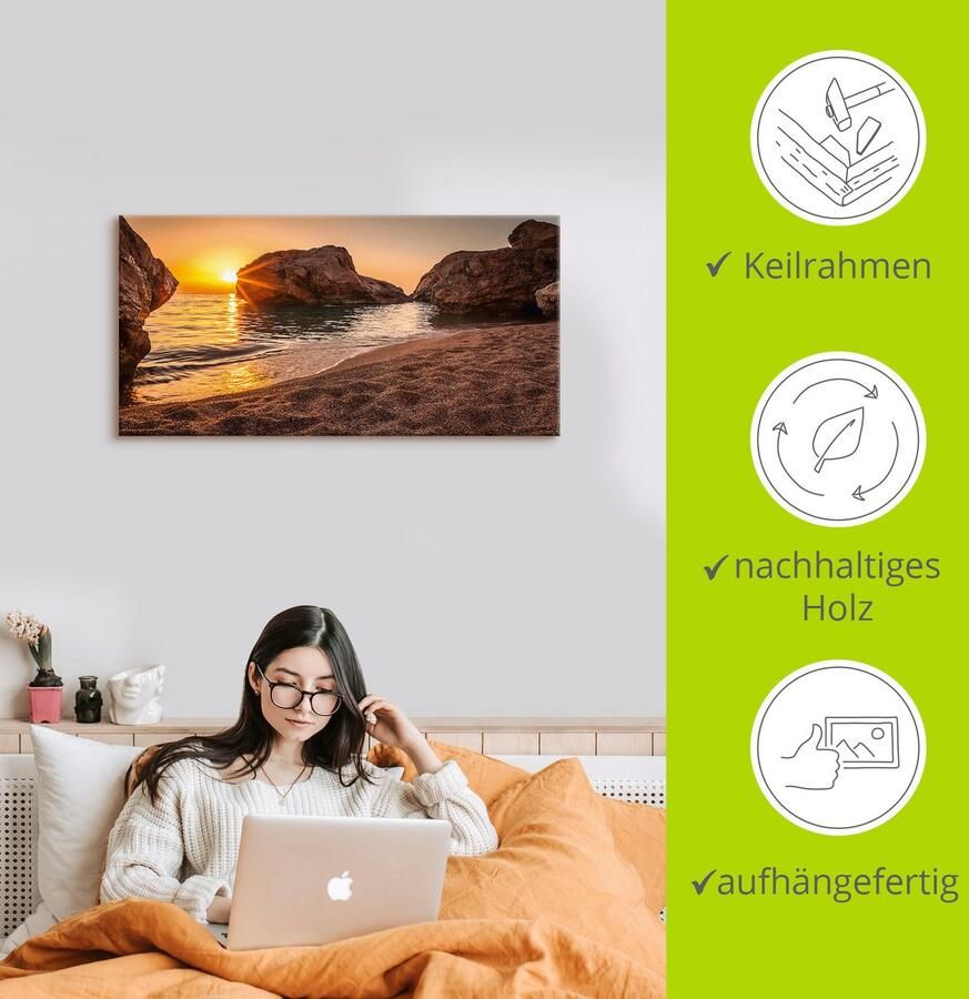 Artland Artprint Zonsondergang en strand als artprint van aluminium artprint voor buiten artprint op linnen poster muursticker - Foto 2