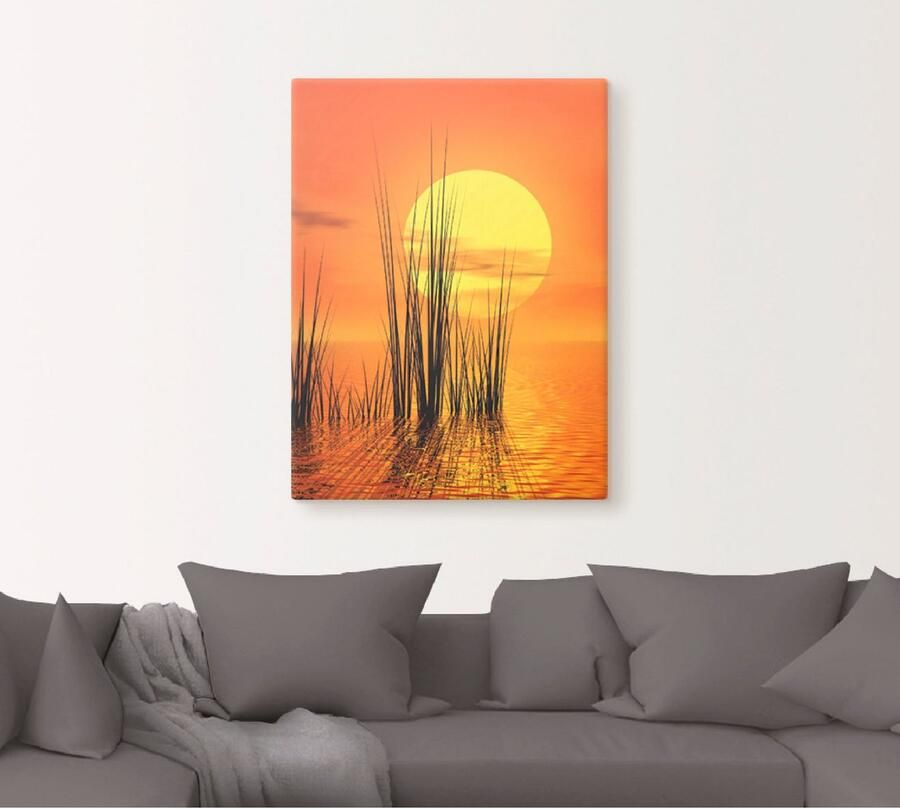 Artland Artprint op linnen Zonsondergang met riet - Foto 4
