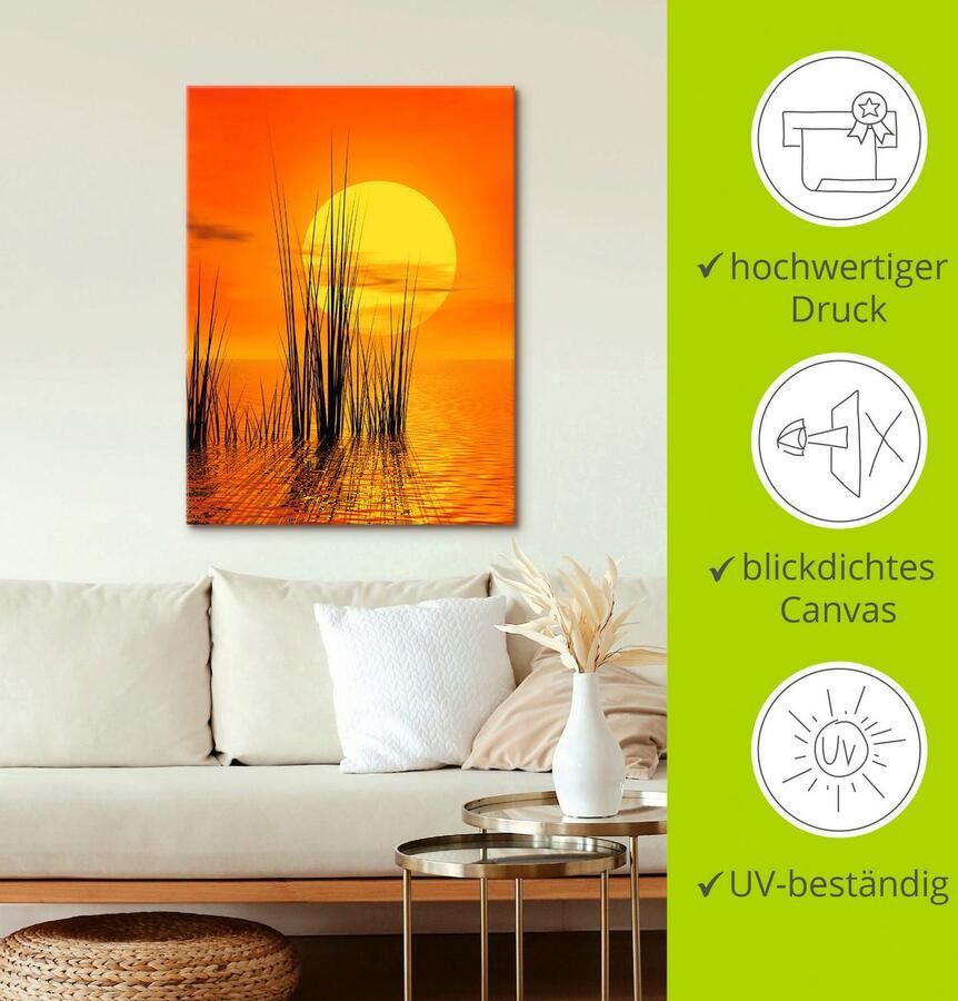 Artland Artprint op linnen Zonsondergang met riet - Foto 2