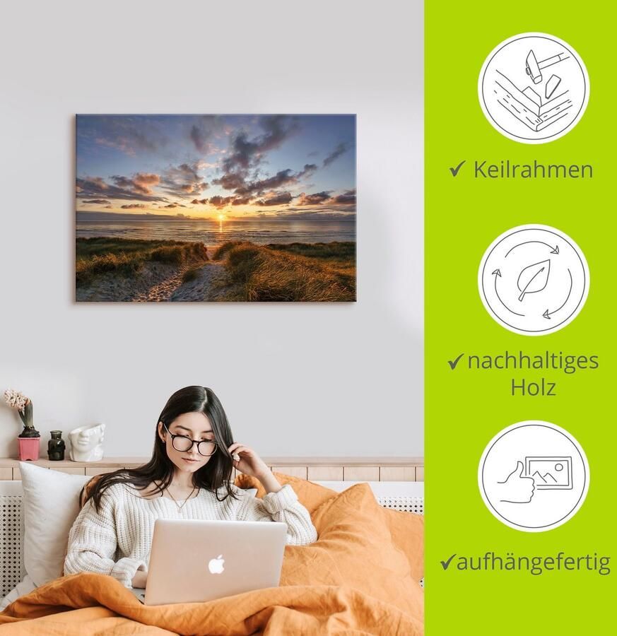 Artland Artprint op linnen Zonsondergang op Sylt - Foto 3