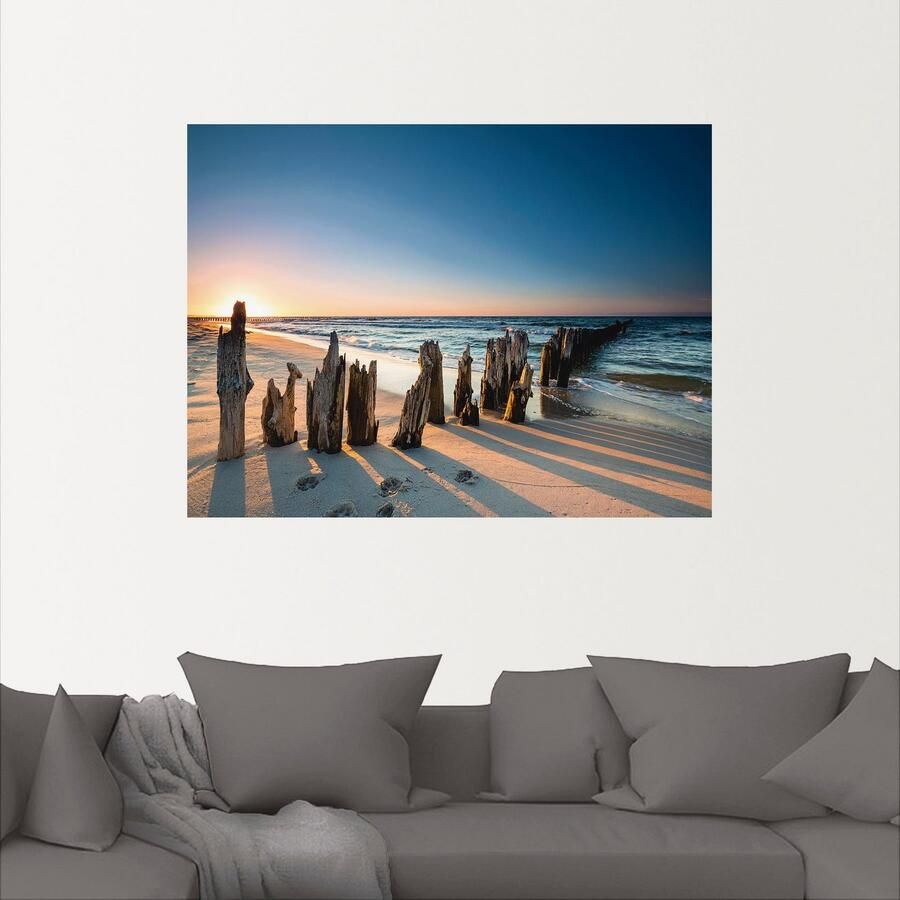 Artland Artprint Zonsondergang strand golfbreker als artprint van aluminium artprint voor buiten artprint op linnen poster muursticker - Foto 2