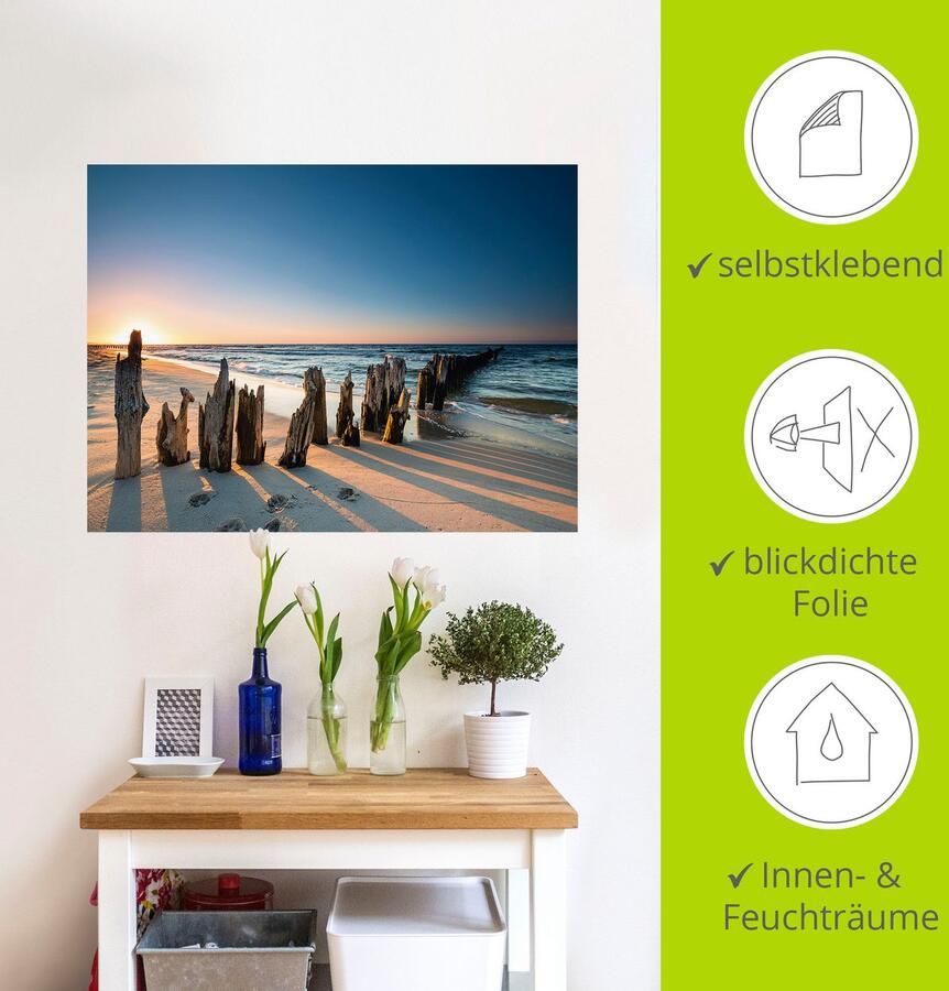 Artland Artprint Zonsondergang strand golfbreker als artprint van aluminium artprint voor buiten artprint op linnen poster muursticker - Foto 4