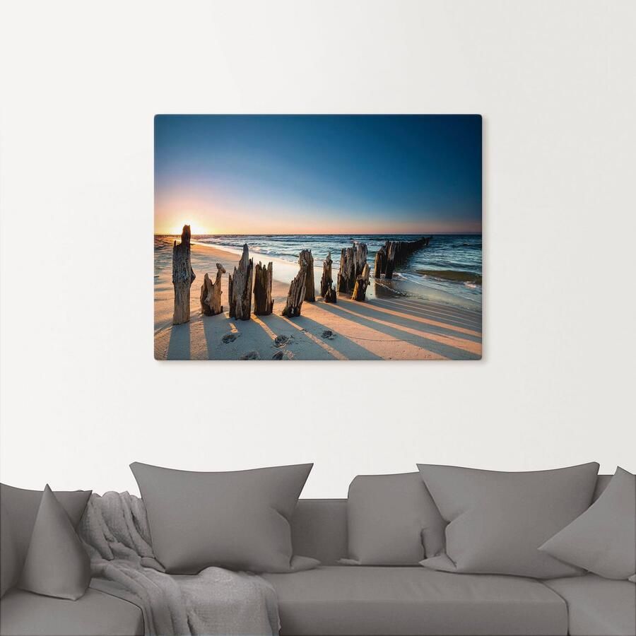 Artland Artprint Zonsondergang strand golfbreker als artprint van aluminium artprint voor buiten artprint op linnen poster muursticker - Foto 2