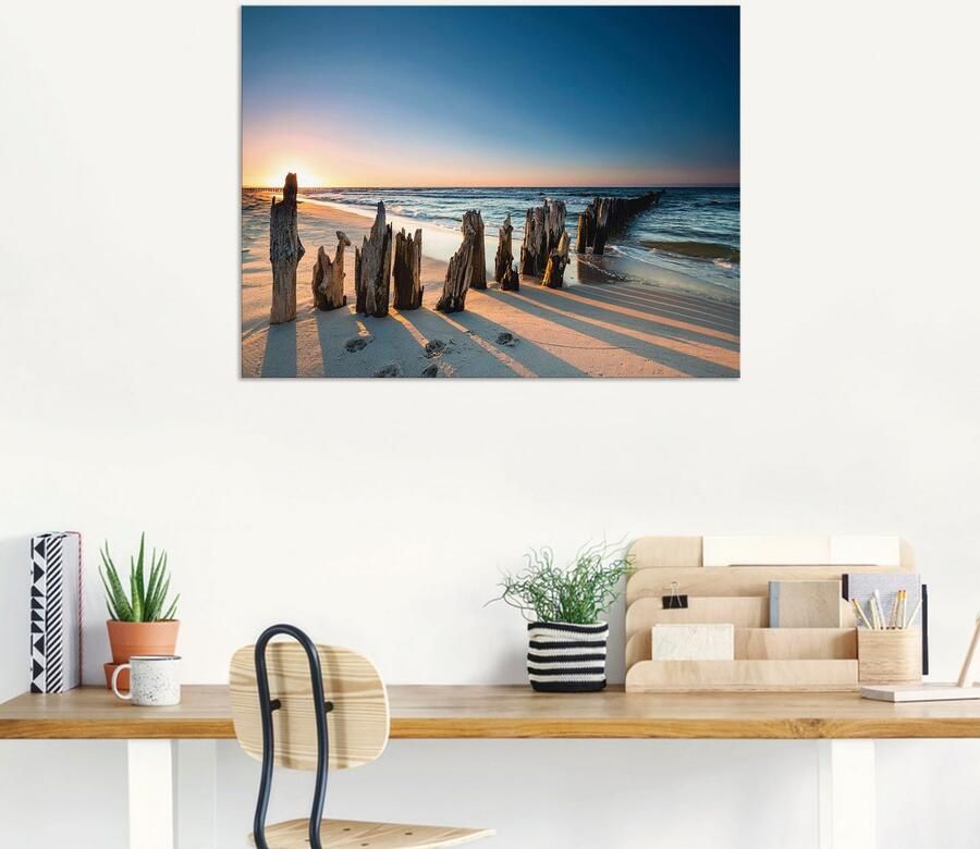Artland Artprint Zonsondergang strand golfbreker als artprint van aluminium artprint voor buiten artprint op linnen poster muursticker - Foto 7
