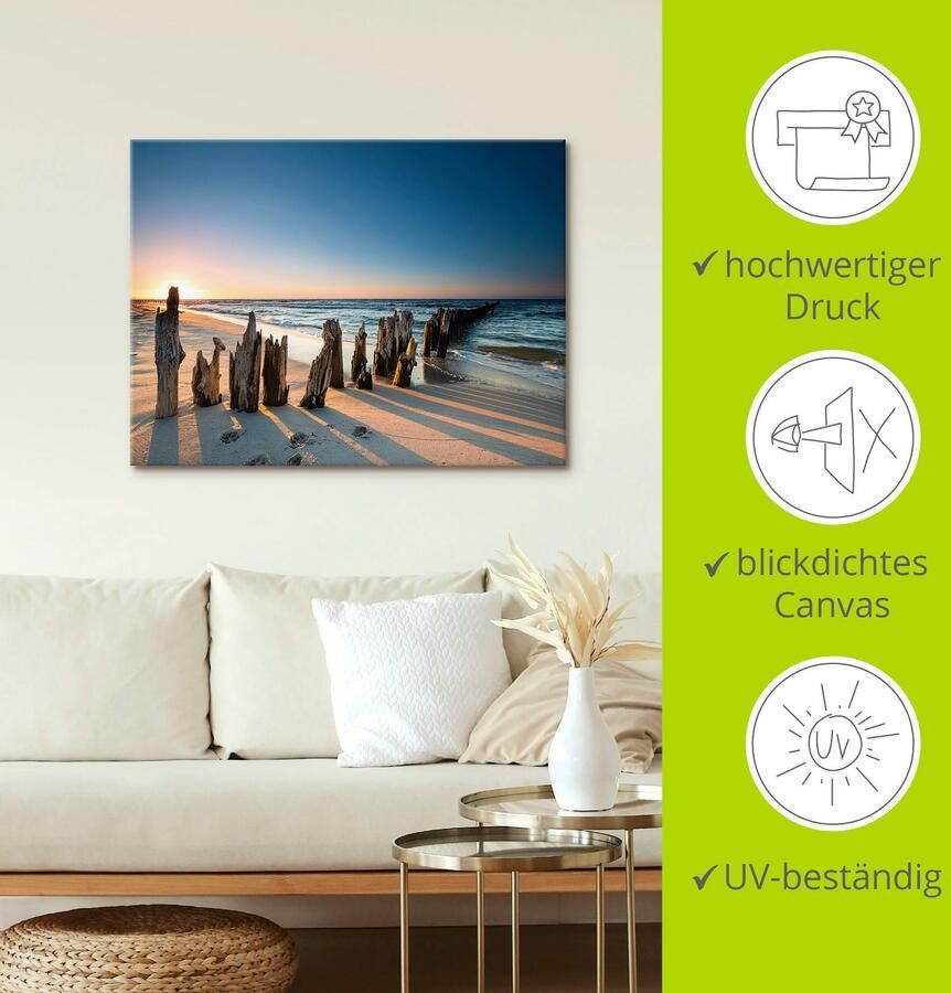 Artland Artprint Zonsondergang strand golfbreker als artprint van aluminium artprint voor buiten artprint op linnen poster muursticker - Foto 4