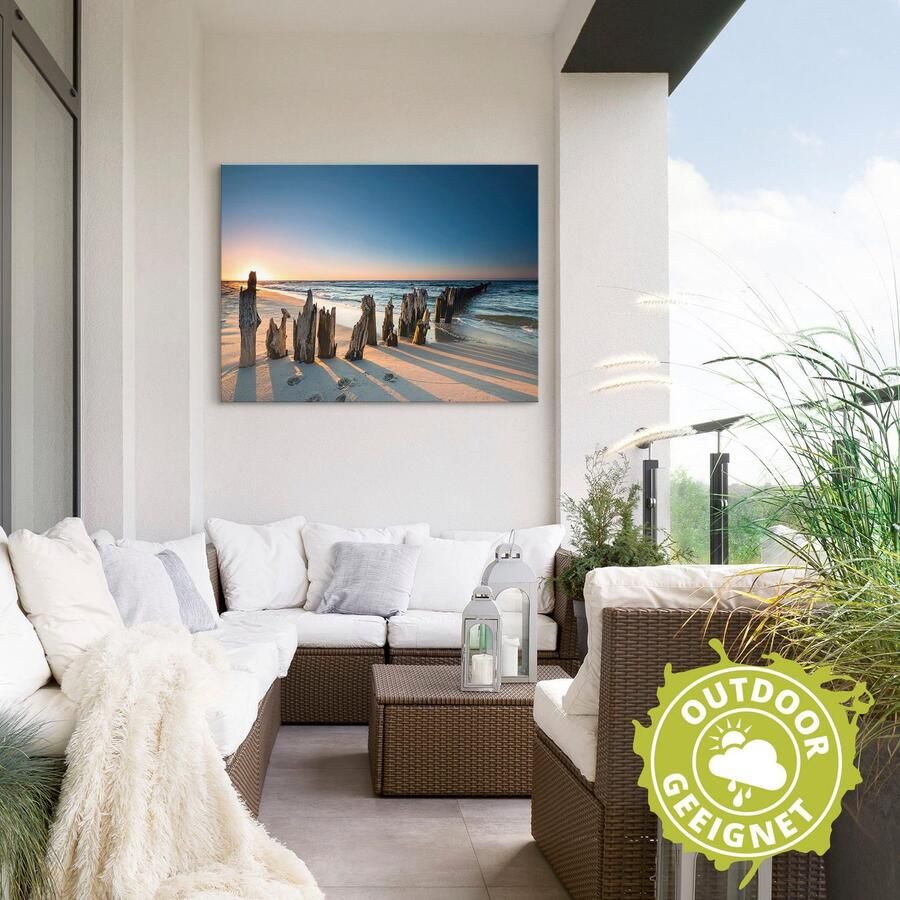 Artland Artprint Zonsondergang strand golfbreker als artprint van aluminium artprint voor buiten artprint op linnen poster muursticker - Foto 3