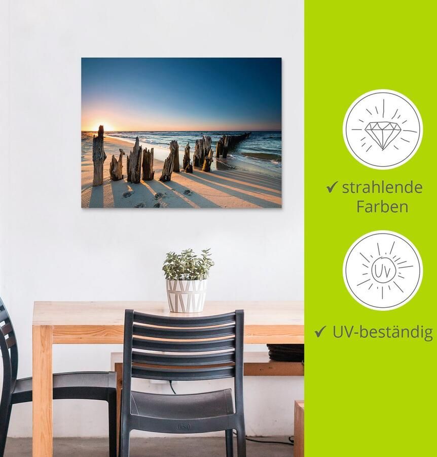 Artland Artprint Zonsondergang strand golfbreker als artprint van aluminium artprint voor buiten artprint op linnen poster muursticker - Foto 4