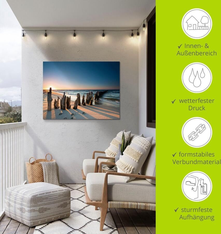Artland Artprint Zonsondergang strand golfbreker als artprint van aluminium artprint voor buiten artprint op linnen poster muursticker - Foto 6