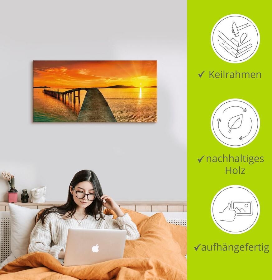 Artland Artprint Zonsopkomst boven de zee als artprint van aluminium artprint voor buiten artprint op linnen in verschillende maten - Foto 2