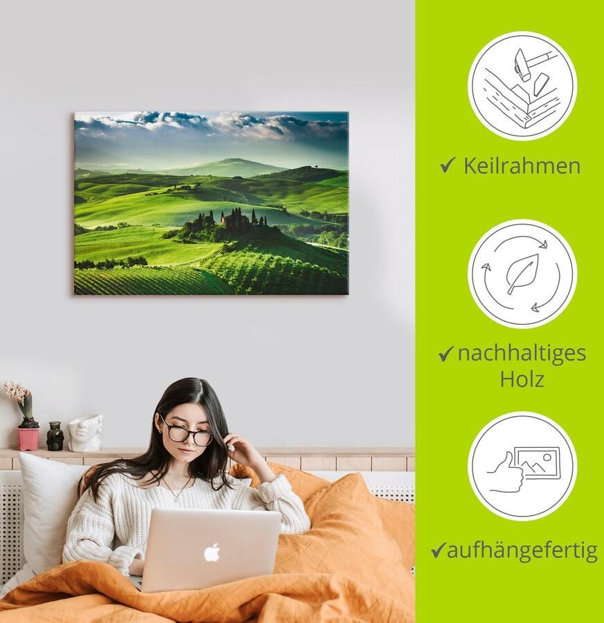 Artland Artprint Zonsopkomst boven een olijfgaard als artprint op linnen poster in verschillende formaten maten