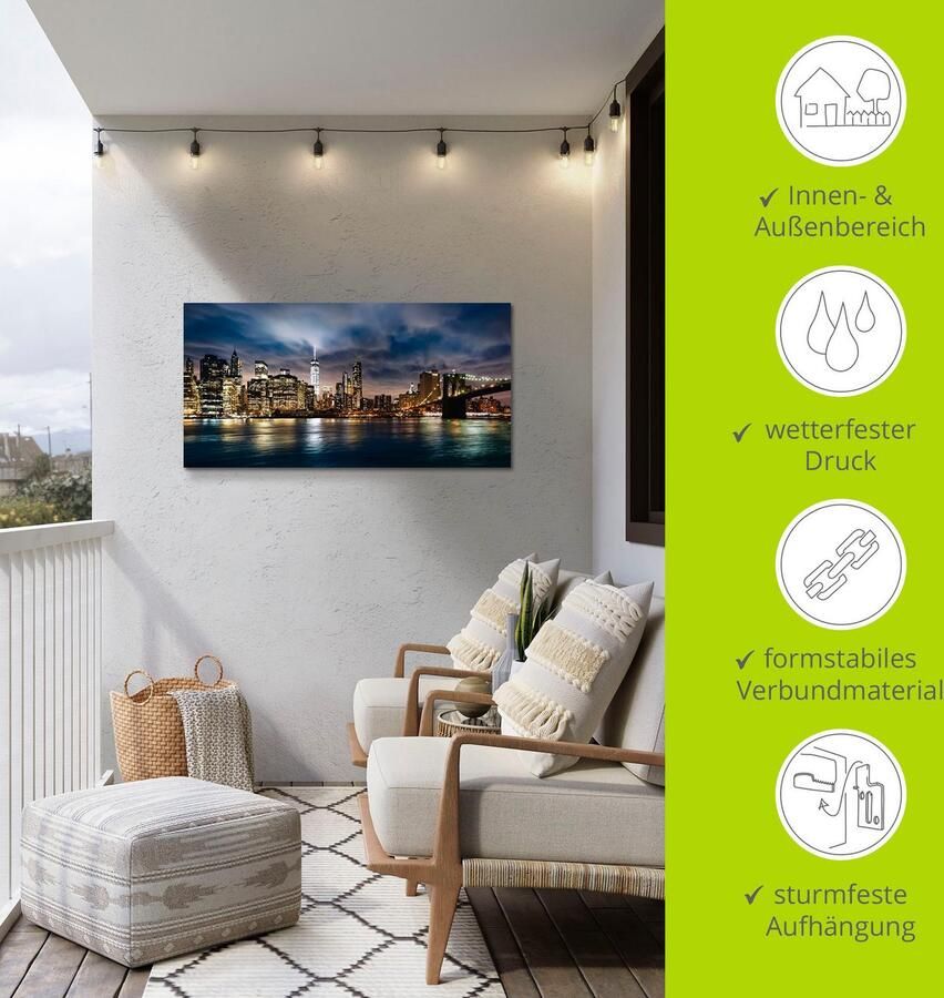 Artland Artprint Zonsopkomst boven Manhattan als artprint van aluminium artprint voor buiten artprint op linnen in verschillende maten - Foto 4