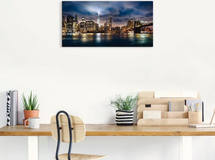 Artland Artprint op linnen Zonsopkomst boven Manhattan