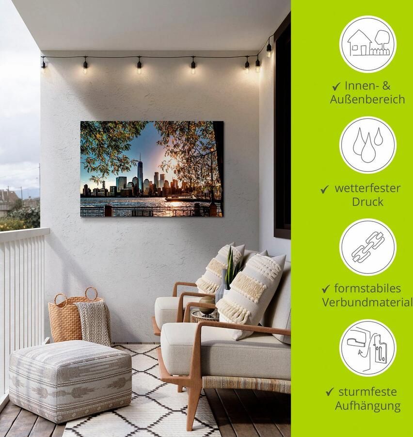 Artland Artprint Zonsopkomst boven New York als artprint van aluminium artprint voor buiten artprint op linnen poster muursticker - Foto 2