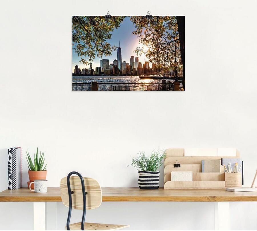 Artland Artprint Zonsopkomst boven New York als artprint van aluminium artprint voor buiten artprint op linnen poster muursticker - Foto 3