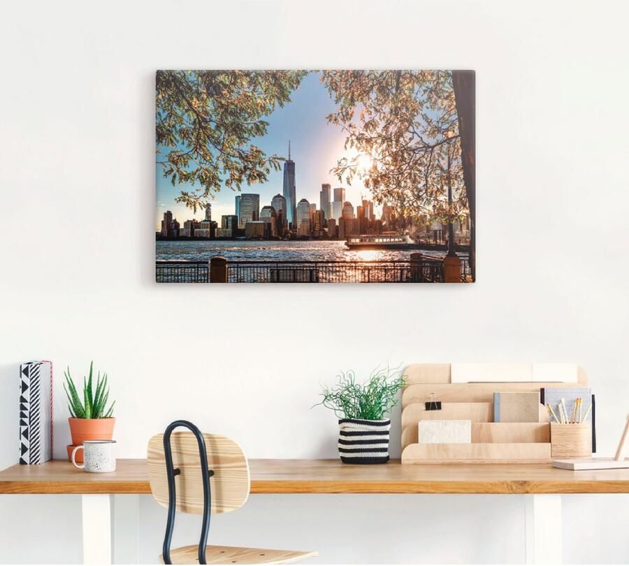 Artland Artprint Zonsopkomst boven New York als artprint van aluminium artprint voor buiten artprint op linnen poster muursticker - Foto 3