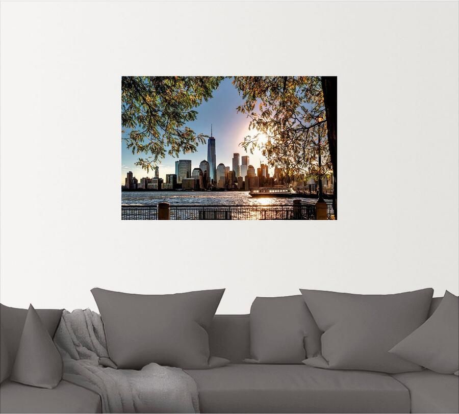 Artland Artprint Zonsopkomst boven New York als artprint van aluminium artprint voor buiten artprint op linnen poster muursticker - Foto 3