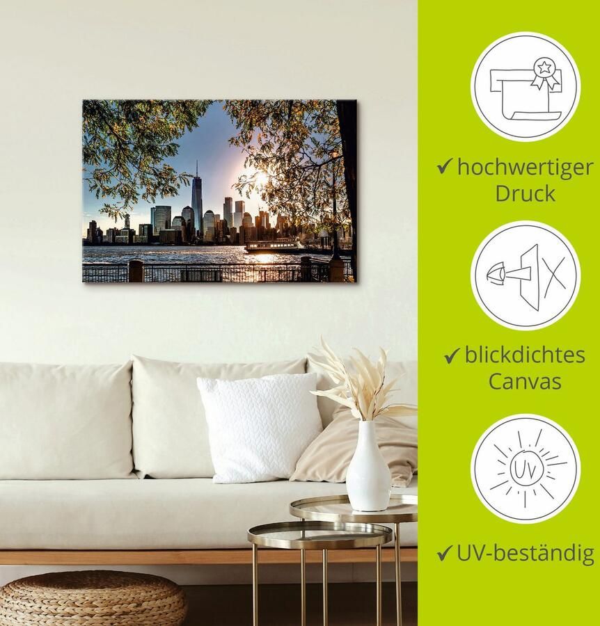 Artland Artprint Zonsopkomst boven New York als artprint van aluminium artprint voor buiten artprint op linnen poster muursticker - Foto 2