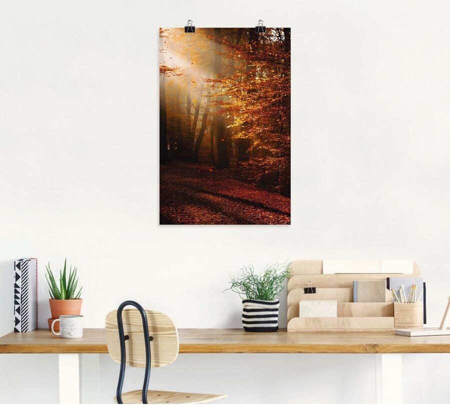 Artland Artprint Zonsopkomst in de herfst als artprint op linnen poster in verschillende formaten maten - Foto 5