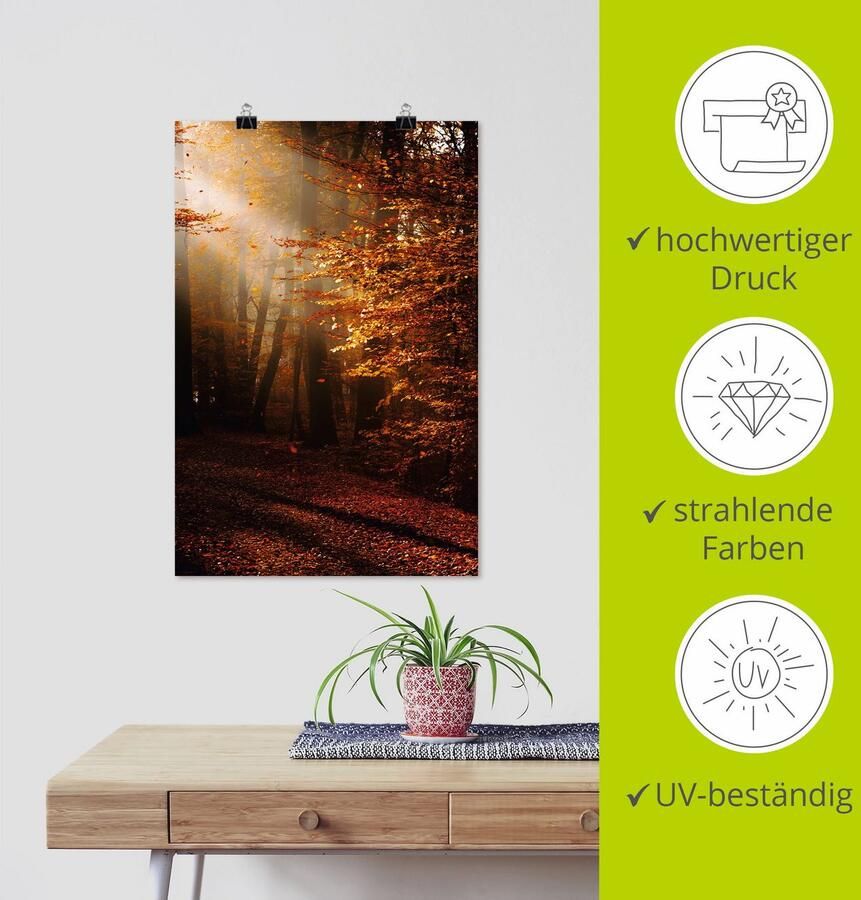 Artland Artprint Zonsopkomst in de herfst als artprint op linnen poster in verschillende formaten maten - Foto 4