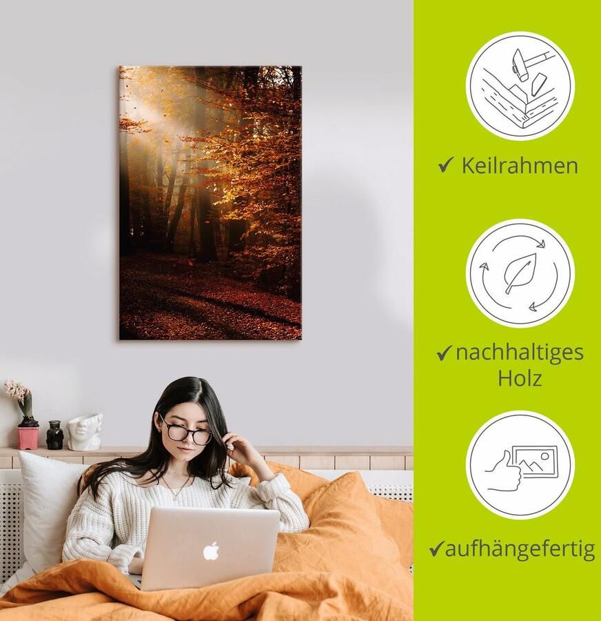 Artland Artprint Zonsopkomst in de herfst als artprint op linnen poster in verschillende formaten maten - Foto 2