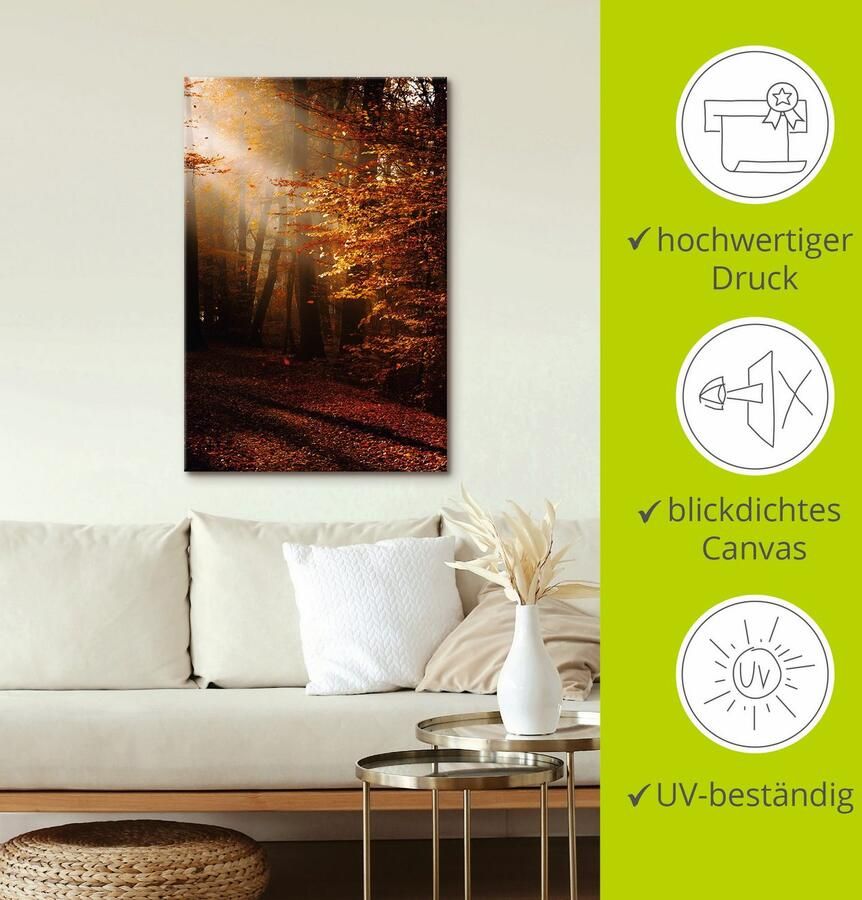 Artland Artprint Zonsopkomst in de herfst als artprint op linnen poster in verschillende formaten maten - Foto 3