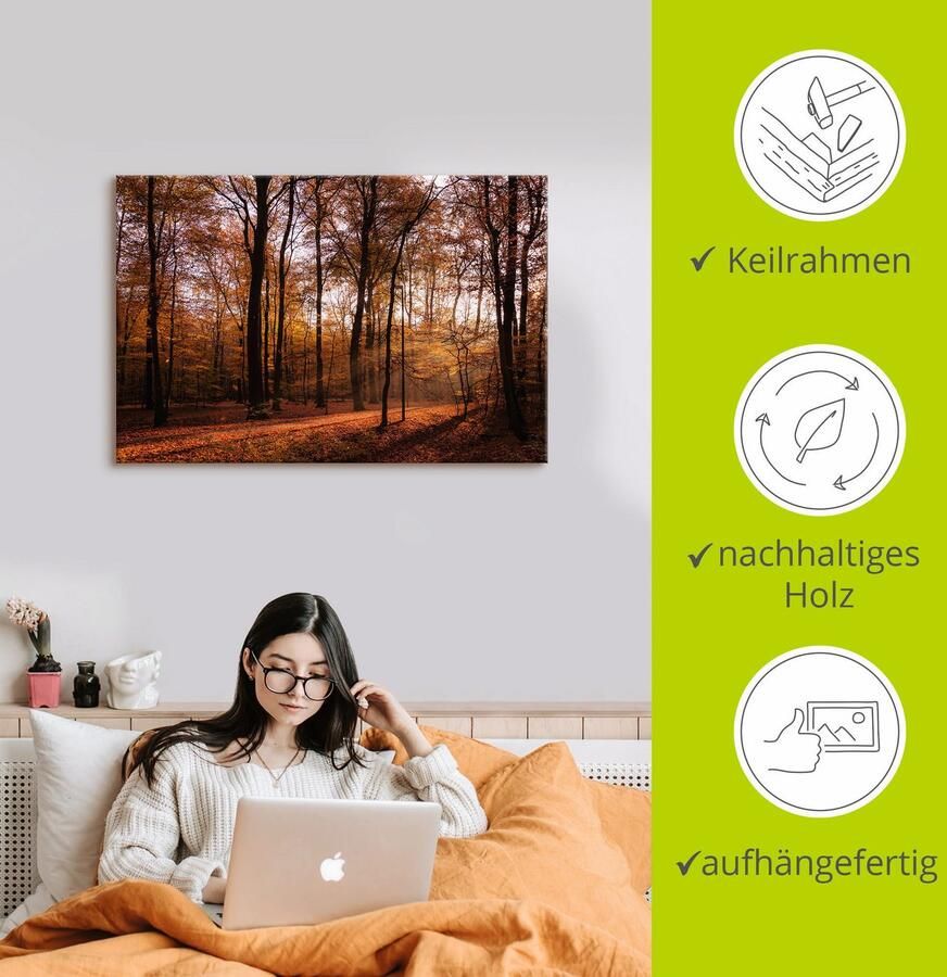 Artland Artprint op linnen Zonsopkomst in de herfst II - Foto 2