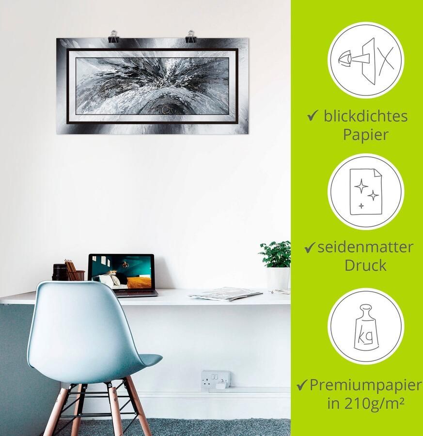 Artland Artprint Zwart wit Abstract 1 als artprint van aluminium artprint voor buiten artprint op linnen poster in verschillende maten. maten - Foto 2