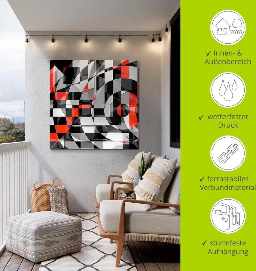 Artland Artprint Zwart-wit raakt rood versie 1 als artprint van aluminium artprint voor buiten artprint op linnen in verschillende maten - Foto 3