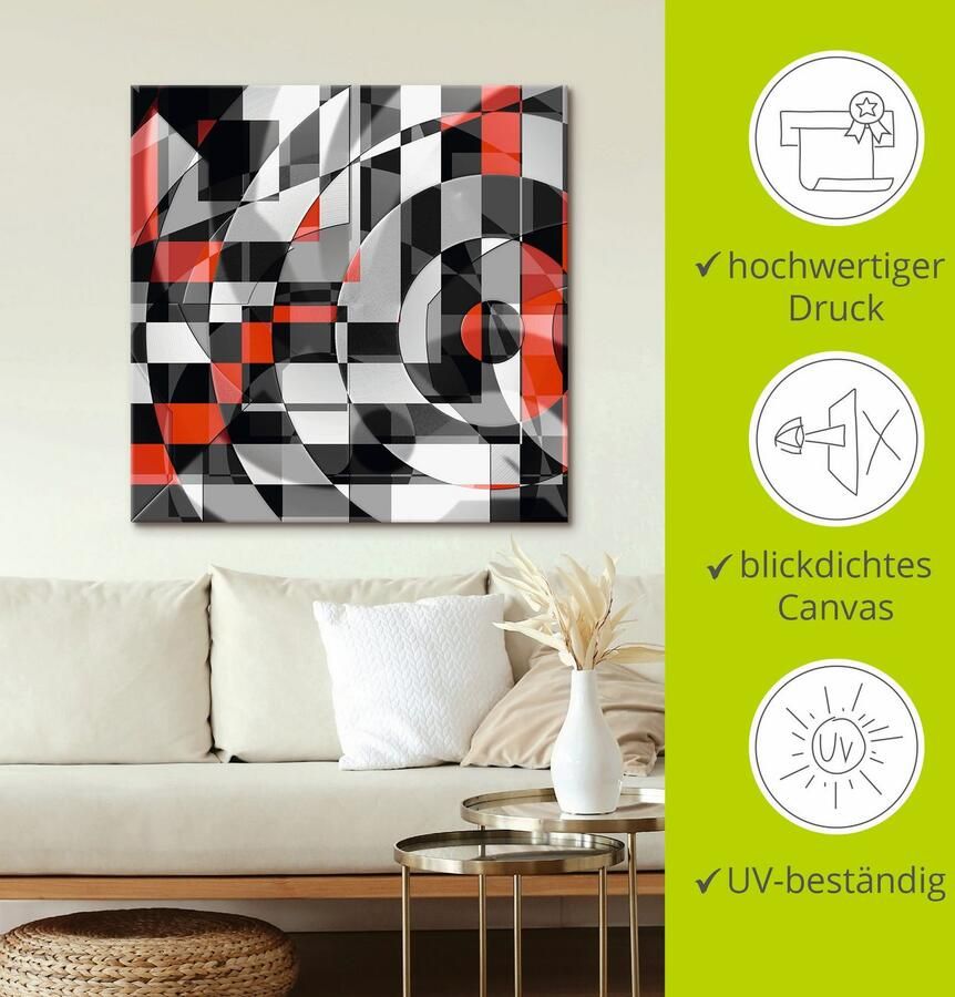 Artland Artprint Zwart-wit raakt rood versie 1 als artprint van aluminium artprint voor buiten artprint op linnen in verschillende maten - Foto 3