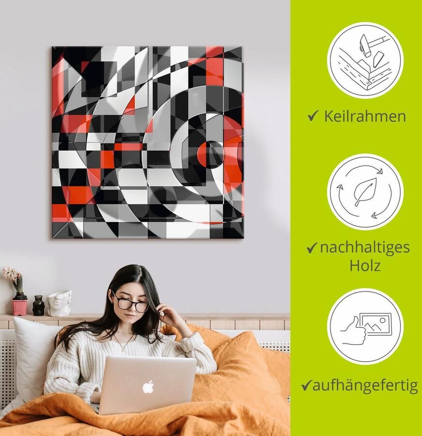 Artland Artprint Zwart-wit raakt rood versie 1 als artprint van aluminium artprint voor buiten artprint op linnen in verschillende maten - Foto 2