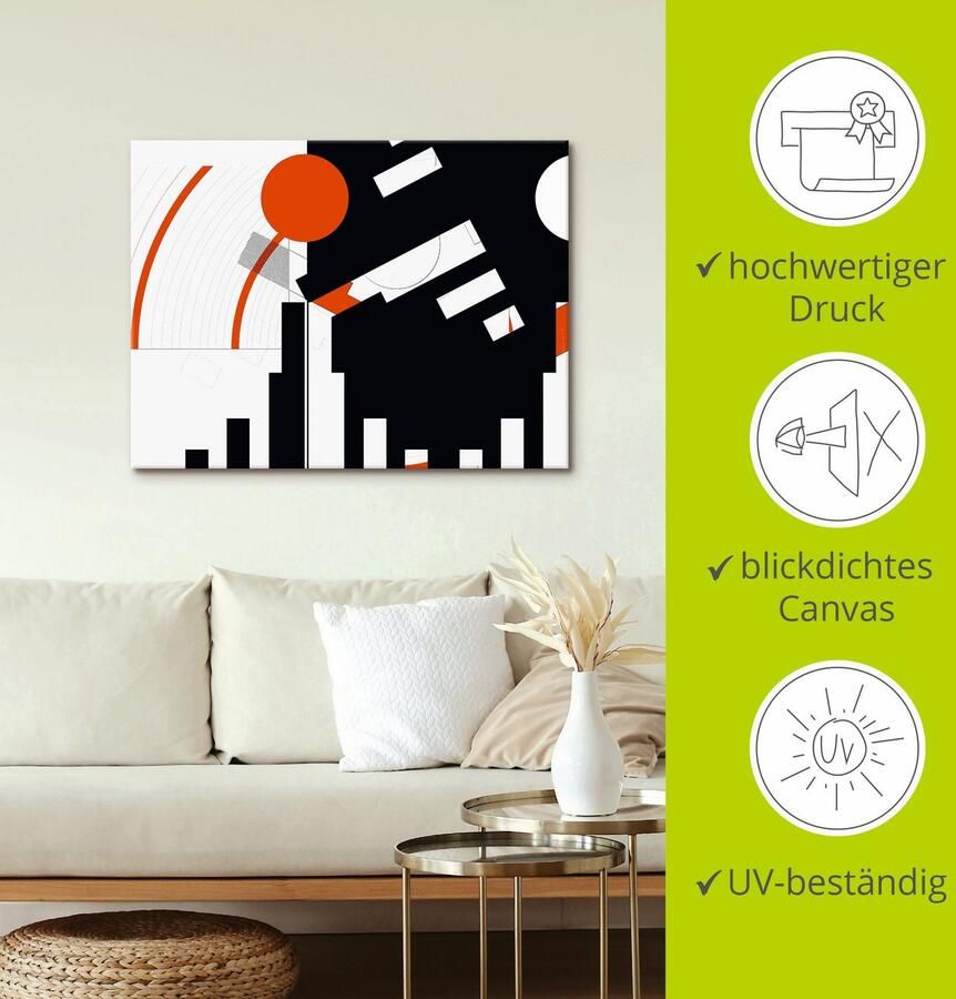 Artland Artprint Zwart-wit raakt rood versie 5 als artprint op linnen poster in verschillende formaten maten - Foto 2