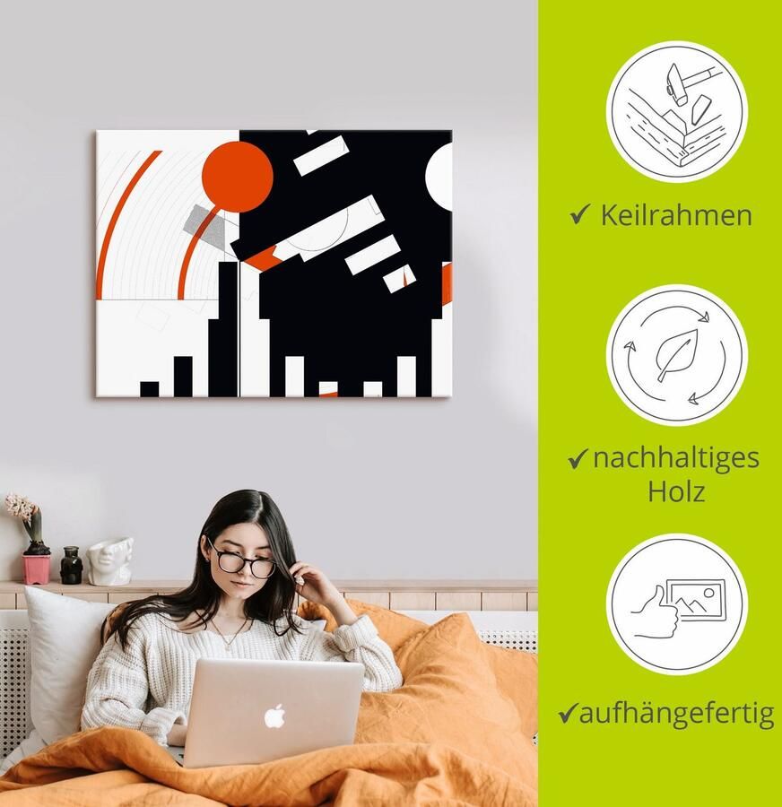 Artland Artprint Zwart-wit raakt rood versie 5 als artprint op linnen poster in verschillende formaten maten