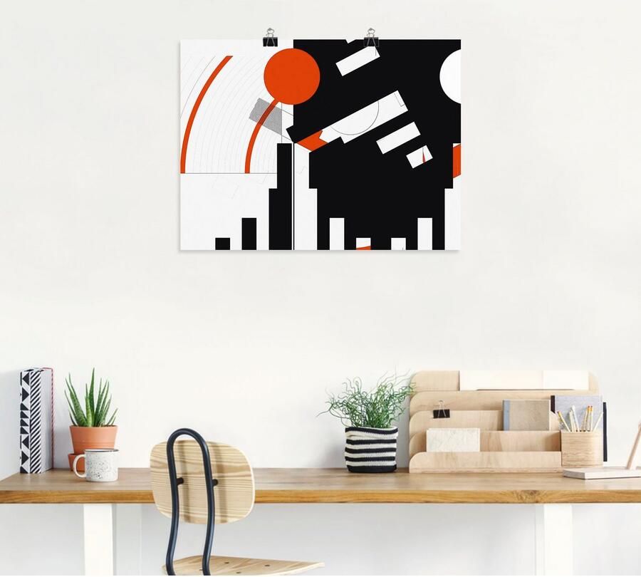 Artland Artprint Zwart-wit raakt rood versie 5 als artprint op linnen poster in verschillende formaten maten - Foto 4