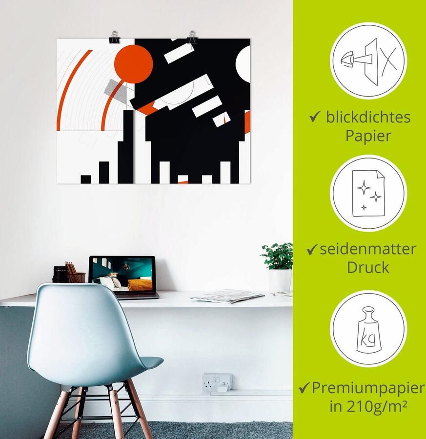 Artland Artprint Zwart-wit raakt rood versie 5 als artprint op linnen poster in verschillende formaten maten - Foto 2