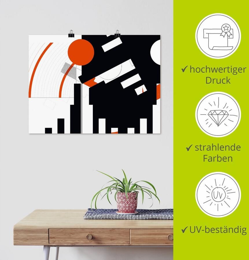 Artland Artprint Zwart-wit raakt rood versie 5 als artprint op linnen poster in verschillende formaten maten - Foto 3