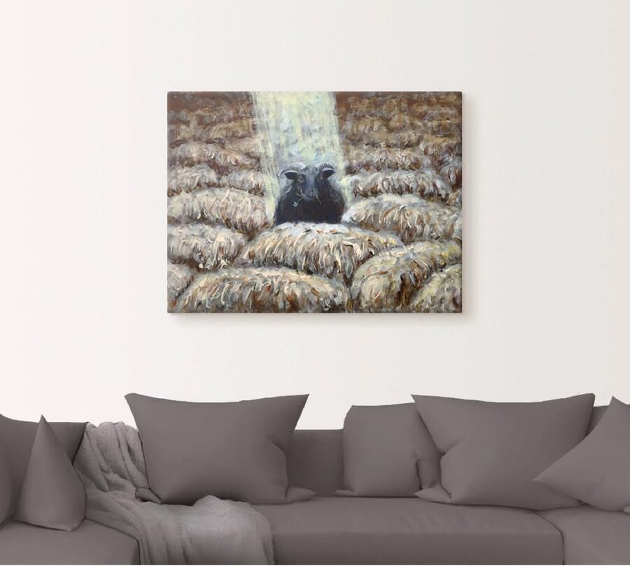 Artland Artprint op linnen Zwarte schaap
