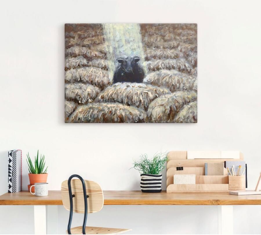 Artland Artprint Zwarte schaap als artprint op linnen in verschillende maten - Foto 4