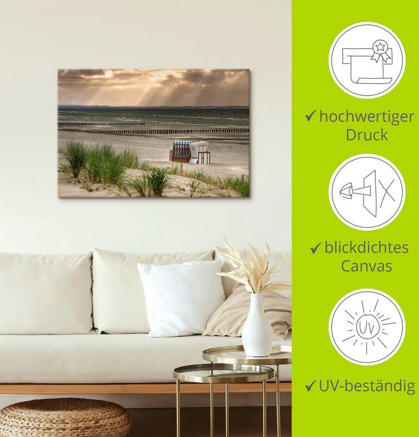 Artland Artprint Zwarte struik strand op eiland Poel als artprint van aluminium artprint op linnen muursticker verschillende maten - Foto 3