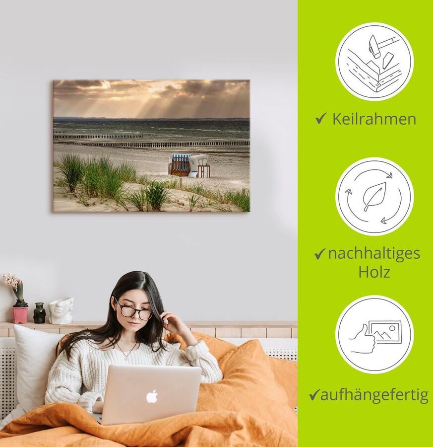 Artland Artprint Zwarte struik strand op eiland Poel als artprint van aluminium artprint op linnen muursticker verschillende maten - Foto 2