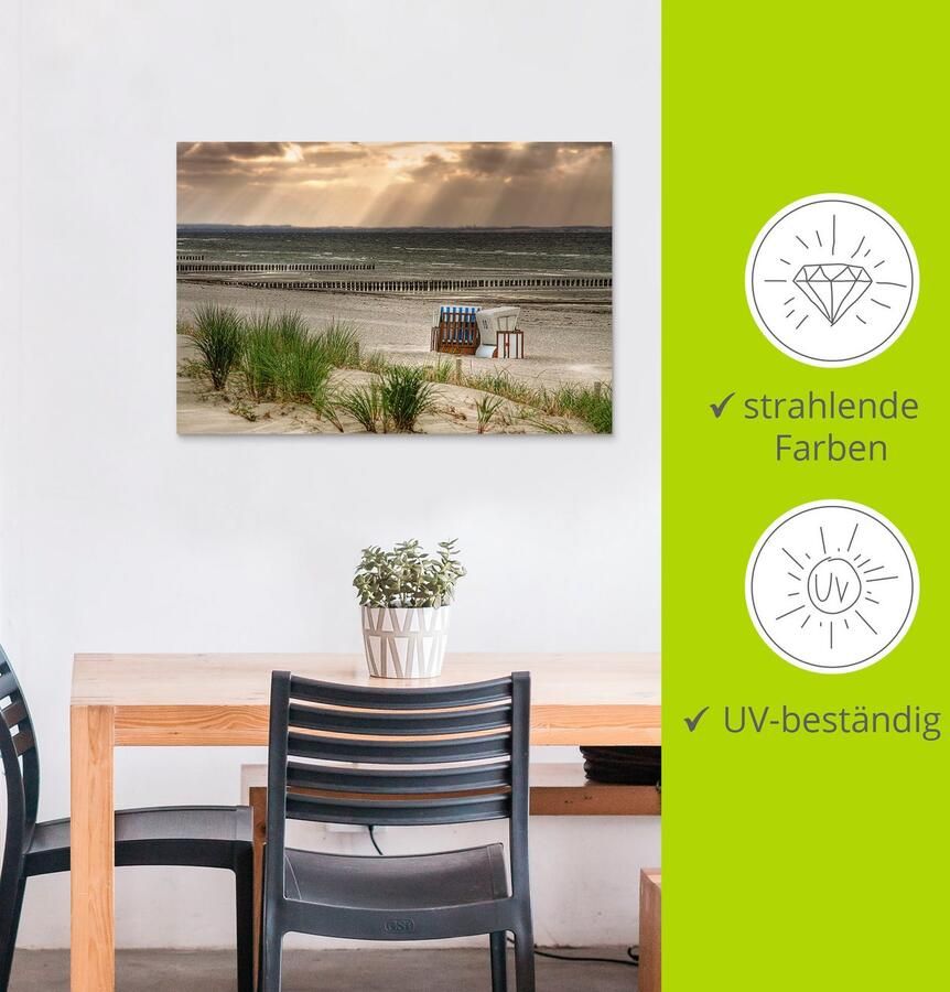 Artland Artprint Zwarte struik strand op eiland Poel als artprint van aluminium artprint op linnen muursticker verschillende maten - Foto 3