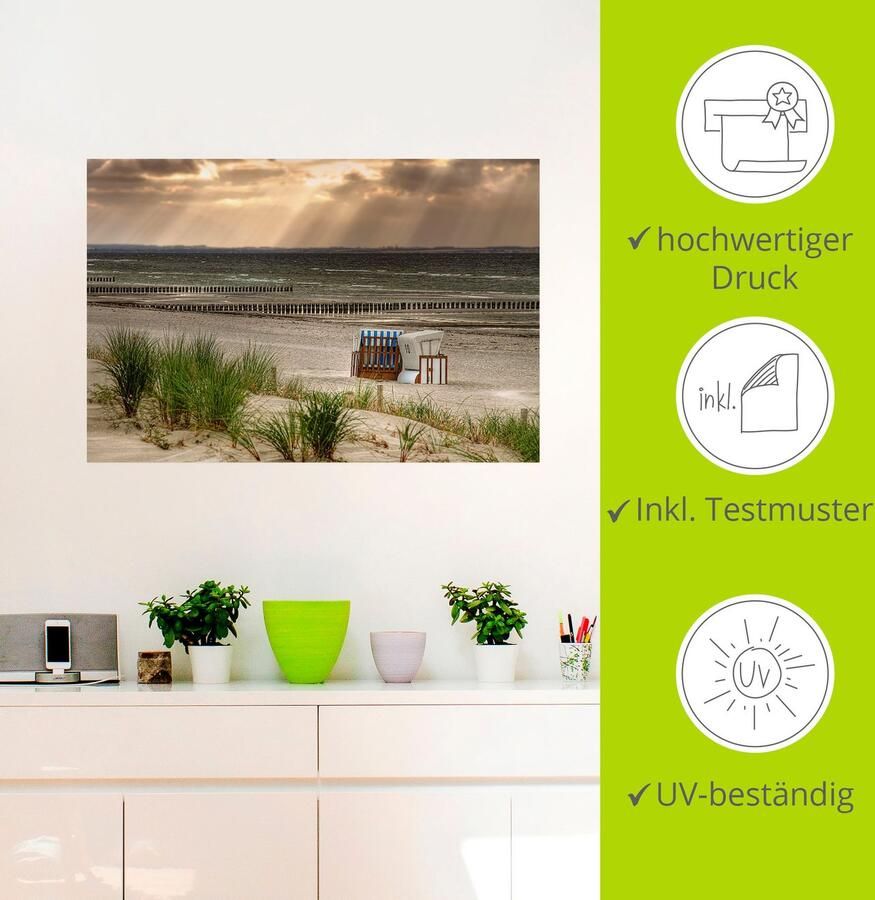 Artland Artprint Zwarte struik strand op eiland Poel als artprint van aluminium artprint op linnen muursticker verschillende maten - Foto 3