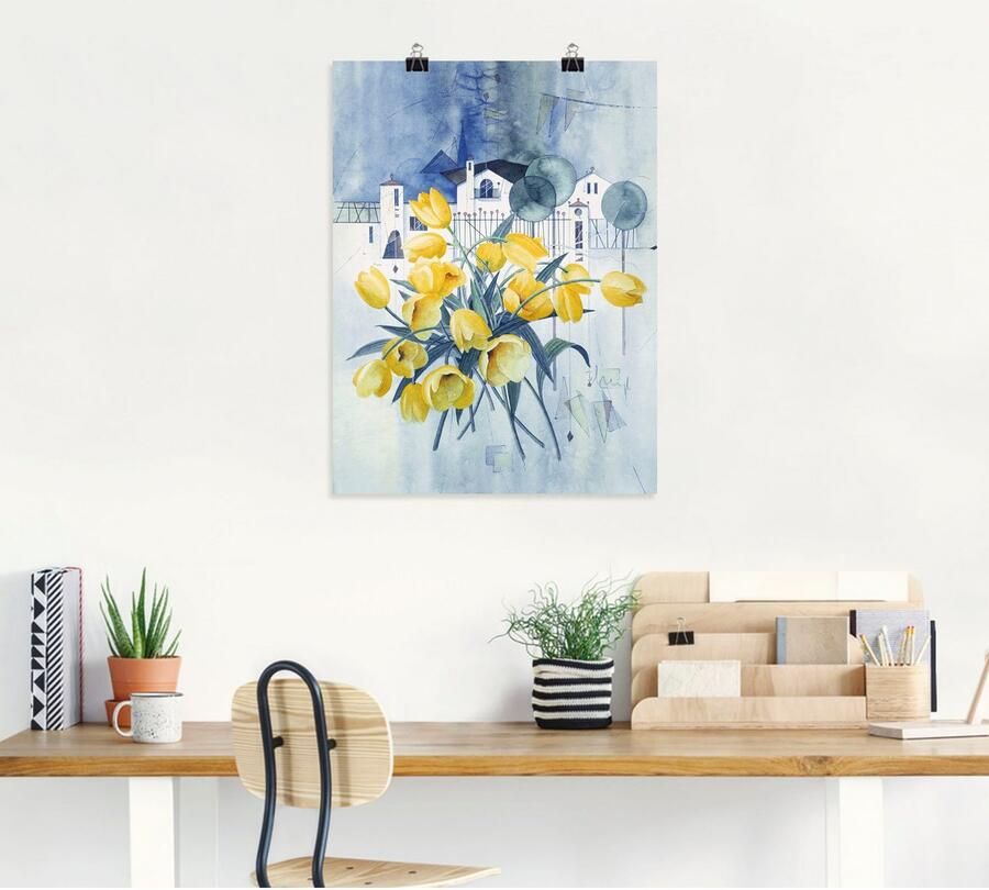 Artland Poster Aanzicht met tulpen als artprint op linnen muursticker of poster in verschillende maten - Foto 3